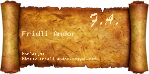 Fridli Andor névjegykártya