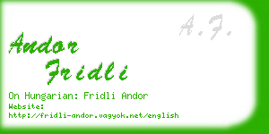 andor fridli business card